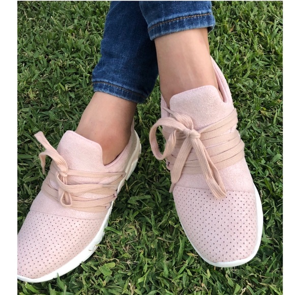 Mauve Laced Athleisure Slip On Sneakers - Picture 3 of 7